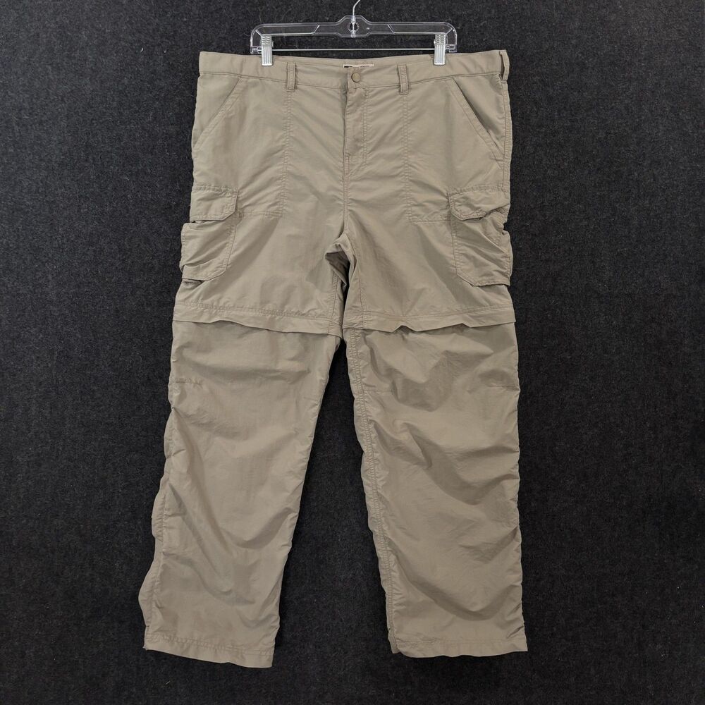REI Convertible Pants Women's 14 Petite Khaki Hiking Zip Off Cargo Nylon Trail